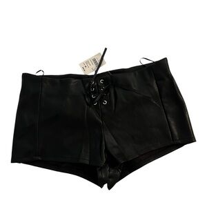Windsor Black Lace-Up High Waist Shorts